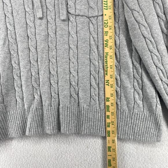 T by TALBOTS Sweater XL Rib Cable Boxy Hoodie Jumper Pullover Cotton Blend Gray - Picture 10 of 11